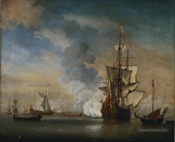 Willem van de Velde de Jonge Brits Mots Clés Navire de guerre Peinture à l'huile